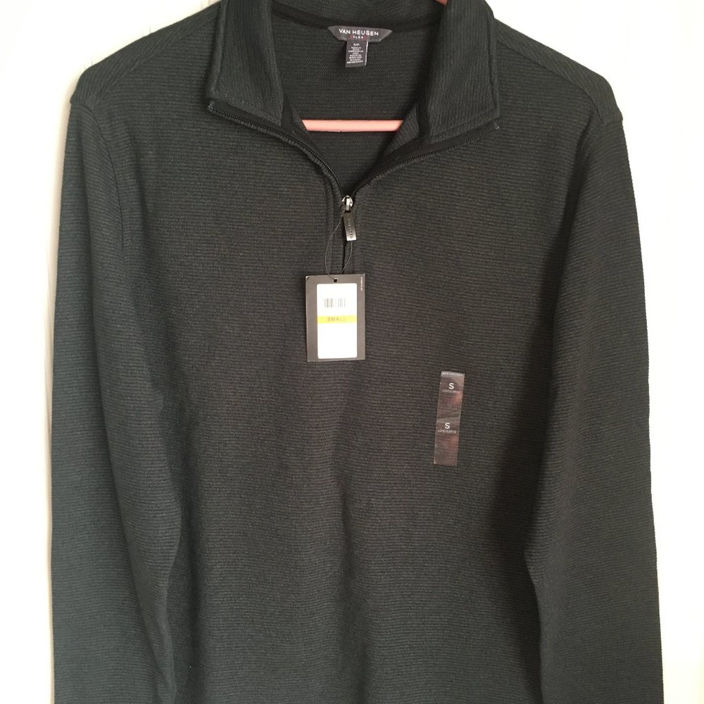 Van Heusen Flex Men's Knit Pullover Shirt Size S Color Green Duffel Bag NWT